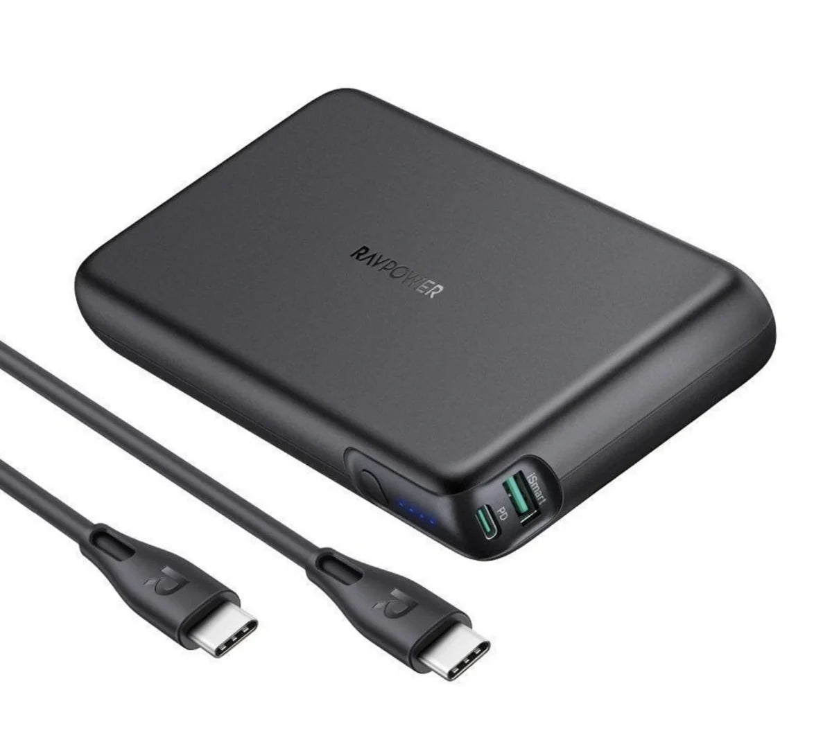 باور بانك بسعة 30الف ملي أمبير بقدرة 100 واط مع منفذين تايب سي ويو اس بي من راف باور - RAVPower Upgraded 30000mAh 100W 2-Port Portable