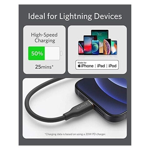 Anker 542 USB-C To Lightning Cable (Bio-Nylon) 3ft - كيبل نايلون بطول 3 أقدام تايب سي الى لايتننغ من أنكر