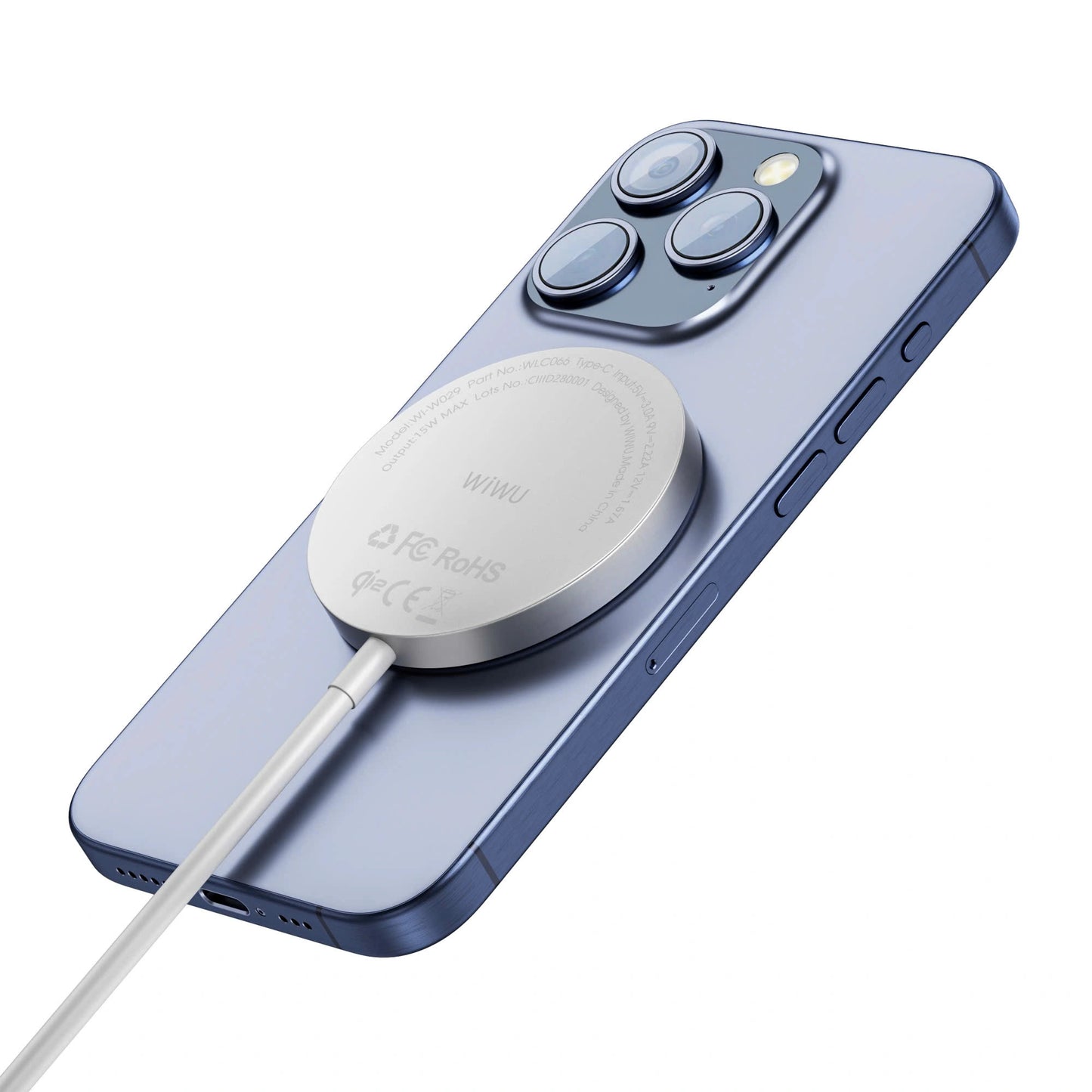 شاحن ويوو WI-W029 لاسلكي مغناطيسي بقدرة شحن 15 واط - ابيض | WiWU Wi-W029 Qi2.0 Magnetic Wireless Charger 15W - White