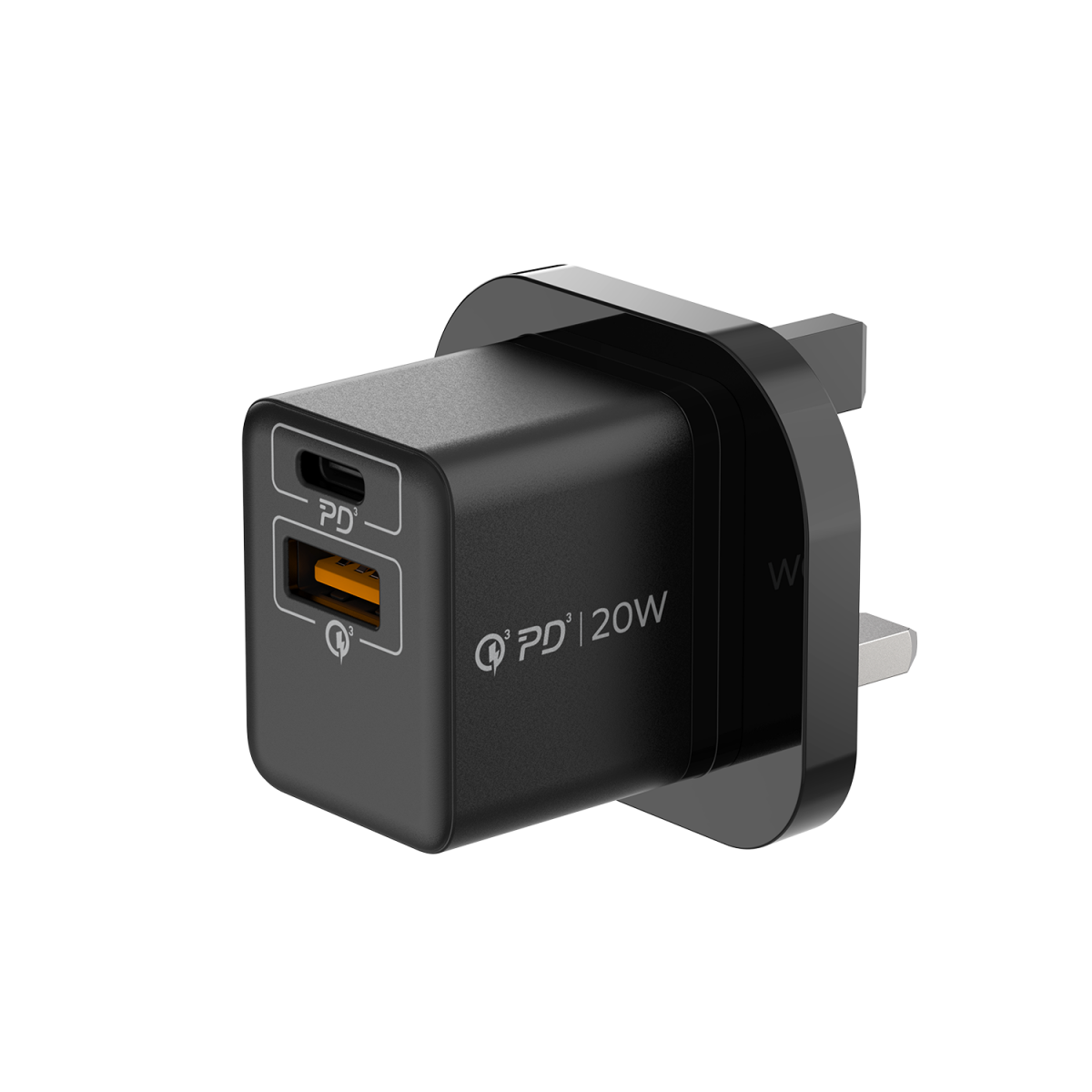 Momax One Plug 20W 2-Port Mini Charger UK - شاحن جداري بمنفذين يو اس بي سي ويو اس بي سي أ بقدرة 20 واط من موماكس