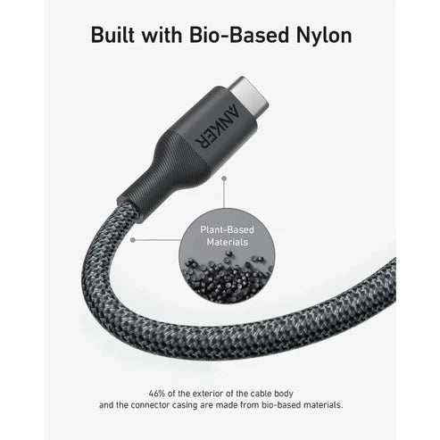 Anker 544 USB C Cable (140W 3ft) Type C to Type C Cable - كيبل نايلون بقدرو 140واط يو اس بي سي الى يو اس بي سي