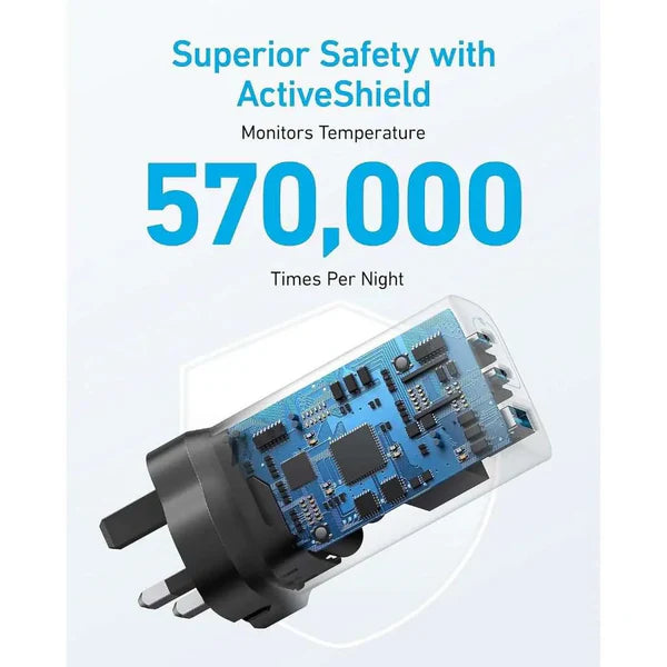 شاحن انكر 336 باوربورت 67 واط منفذ يو اس بي سي - اسود | Anker Charger 336 Powerport 67W USB-C GaN Charger - Black.