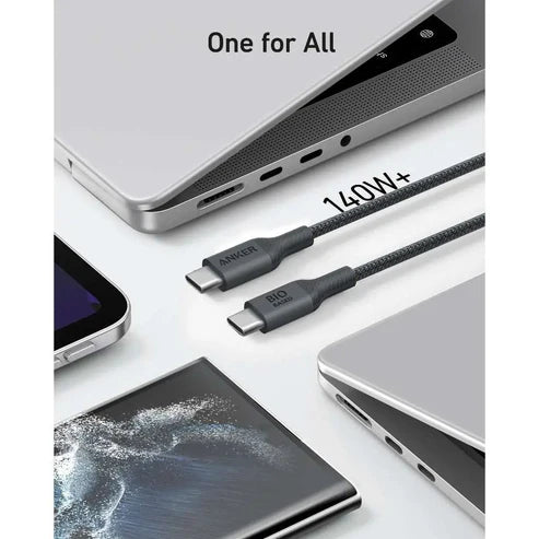 Anker 544 USB C Cable (140W 3ft) Type C to Type C Cable - كيبل نايلون بقدرو 140واط يو اس بي سي الى يو اس بي سي