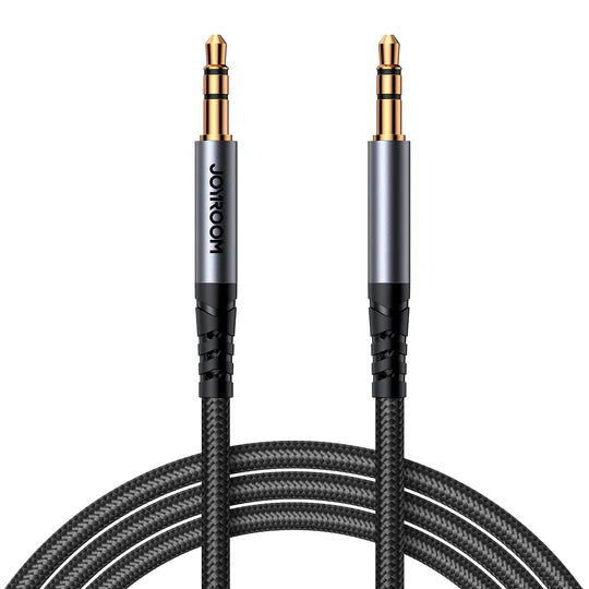 JOYROOM SY-A08 AUX Car Audio Cable 1.2M Braided - كابل صوت اوكس للسيارة Jجويروم بطول 1.2 متر، تصميم معدني مضفّر