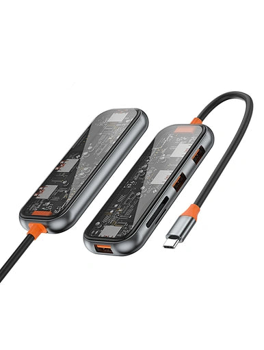 WiWU New Cyber Multifunctional 5 in 1 Type C Hub Adapter - محول متعدد االوظائف 5 في 1 تايب سي من ويوو