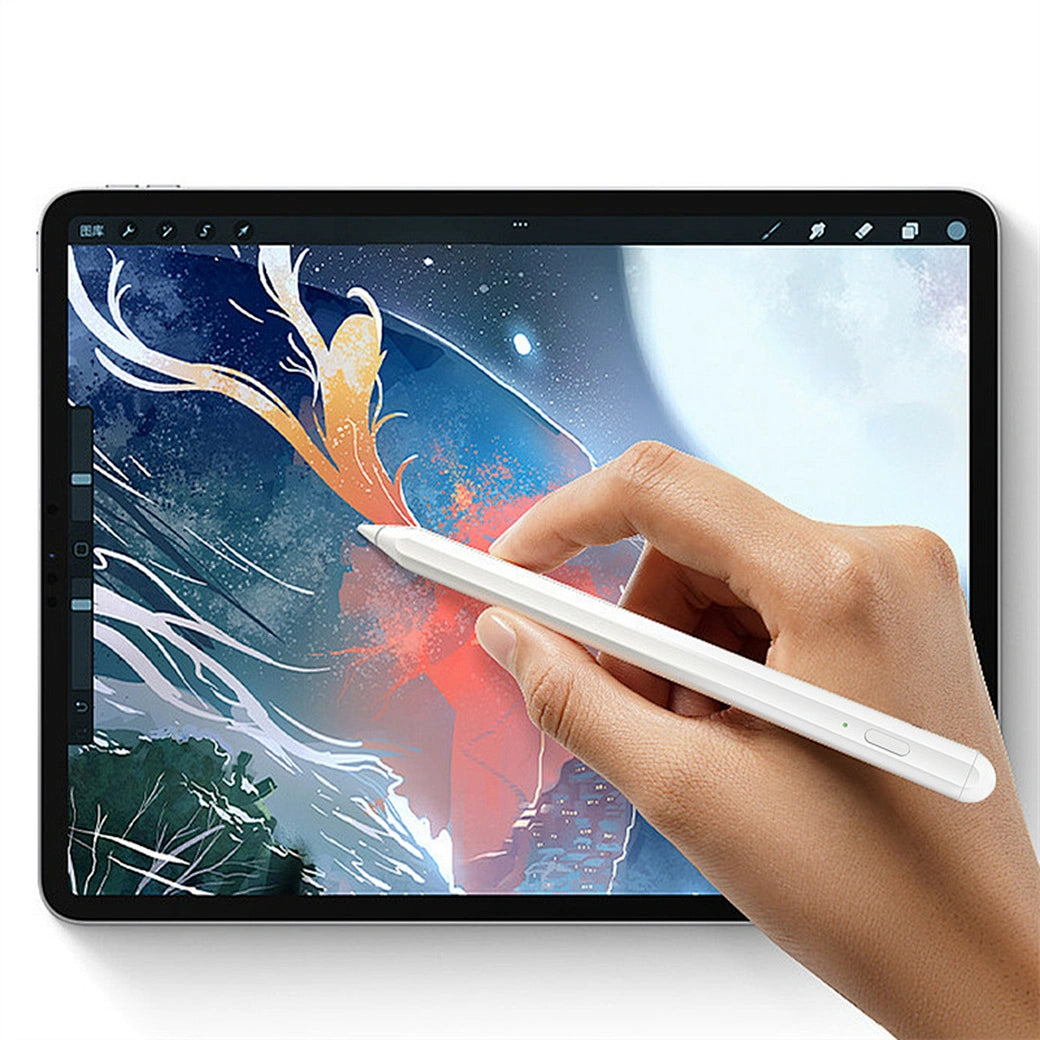 قلم ويوو 2 في 1 ستايلس للتابلت مع لمس بالضغط - ابيض | WiWU 2 in 1 Pencil D Smart Pressure Touch Stylus Pencil Pen - White