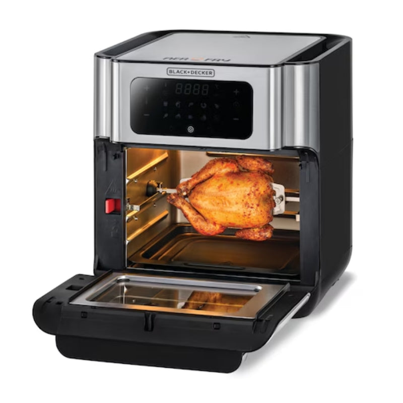 Black+Decker 12L Oven AeroFry with Accessories AOF100-B5 - فرن وقلاية هواء رقمية 12 لتر بلاك آند ديكر مع 10 برامج مسبقة