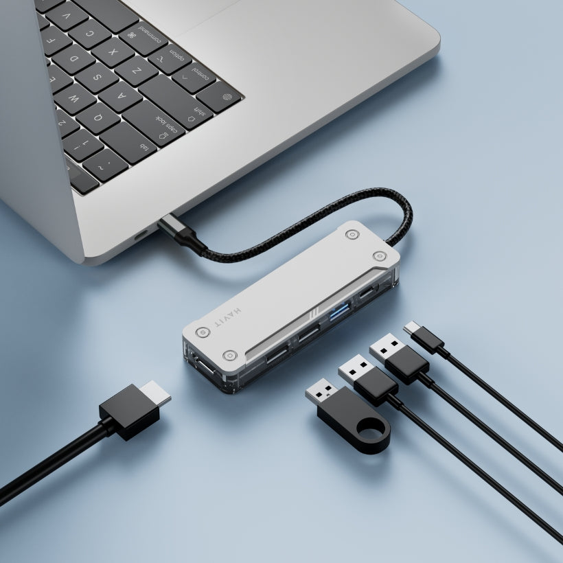 Havit HB4020 USB-C Hub – 4K HDMI, USB 3.0, 100W PD Charging - محوّل هافيت تايب سي – بمنفذHDMI 4K وشحن 100 واط