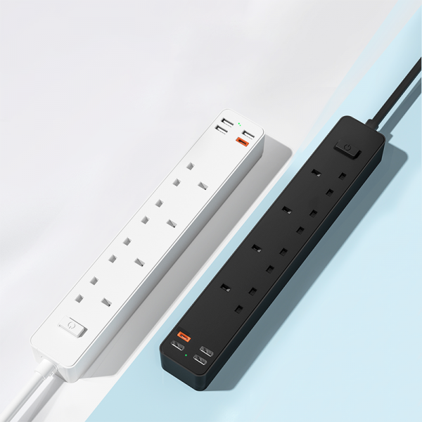 WiWU U01 Power Strip Socket With 4 AC 3 USB 20W PD - وصلة كهربائية بمنفذ يو اس بي سي و3 منافذ يو اس بي بقدرة 20 واط من ويوو