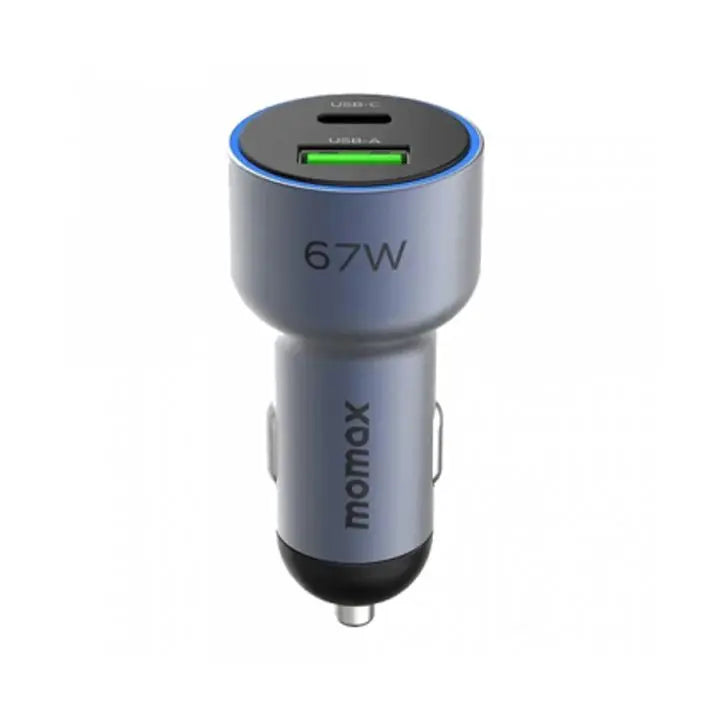 Momax MoVe 67W Dual-Port Car Charger with USB-C to USB-C Cable - شاحن سيارة موماكس موف بقوة 67 واط بمنفذين وكيبل USB-C إلى USB-C