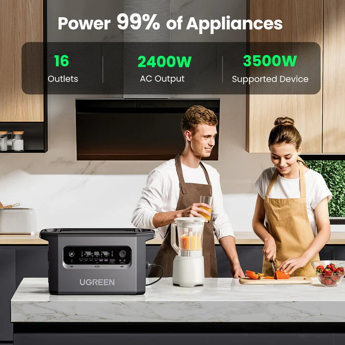 Santrala Hêzê ya Veguhêzbar a Ugreen bi kapasîteya 2048Wh û derana 2300W, bi barkirina rojê | Santrala Hêzê ya Veguhêzbar a Ugreen, Jeneratora Rojê ya Bateriya LiFePO4 - 2300W 2048Wh