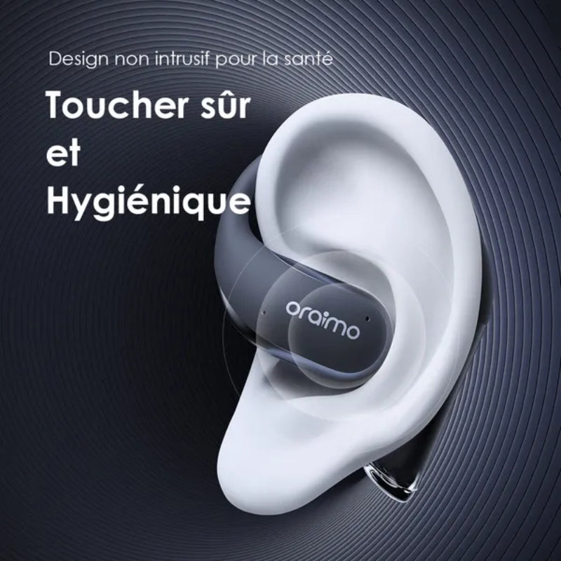Oraimo TWS OPN-675 GRAPHITE GREY AFR - سماعات أورايمو أوبن آرك اللاسلكية بصوت محيطي وبطارية طويلة