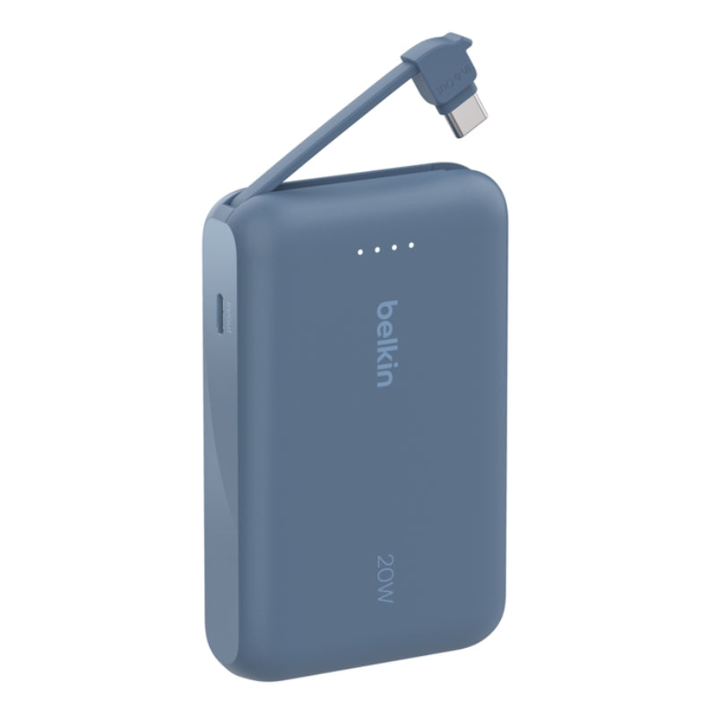 Belkin 10K Power Bank with Integrated USB-C Cable - باور بانك بسعة 10الاف ميلي أمبير مع كيبل تايب سي