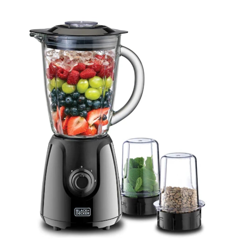 Black+Decker 400W Glass Jar Blender with 2 Mills - خلاط بلاك آند ديكر 400 واط برطمان زجاجي مع مطحنتين