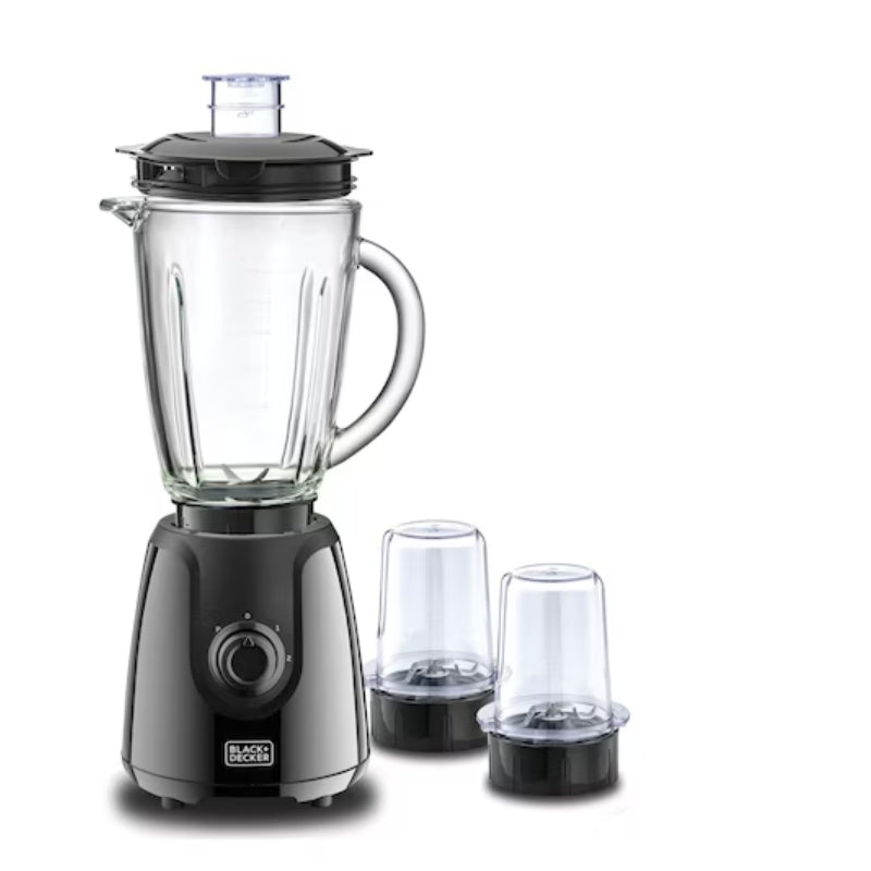 Black+Decker 400W Glass Jar Blender with 2 Mills - خلاط بلاك آند ديكر 400 واط برطمان زجاجي مع مطحنتين