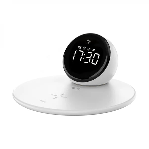 شاحن لاسلكي 15 واط مع منبه رقمي ومكبر صوت بلوتوث من ويوو - WIWU 15W Wireless Charger with Digital Alarm Clock and Bluetooth Speaker