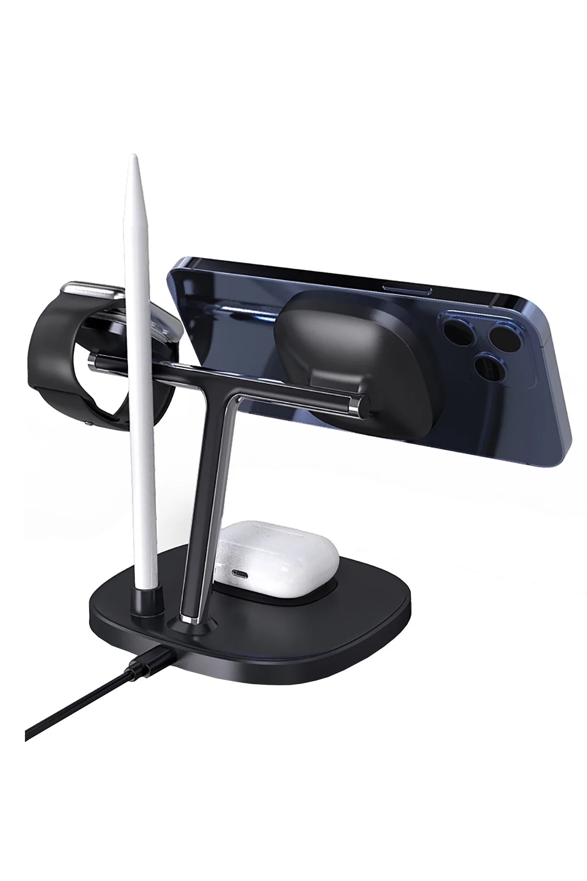 شاحن ويوو 4 في 1 اللاسلكي السريع, متوافق مع ماج سيف | WiWU 4 in 1 Wireless Magsafe Phone Stand Fast Charging Charger