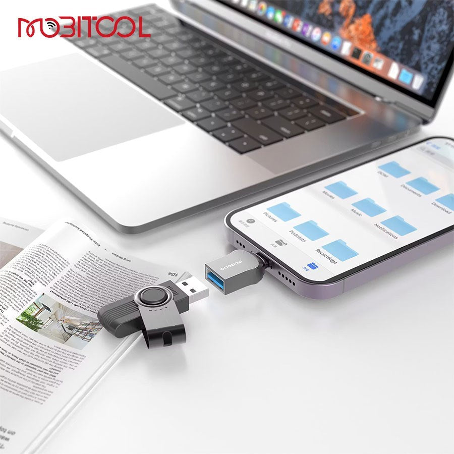 بورودو محول منفذ لايتننغ OTG - اسود | Porodo Lightning OTG Adapter - Black