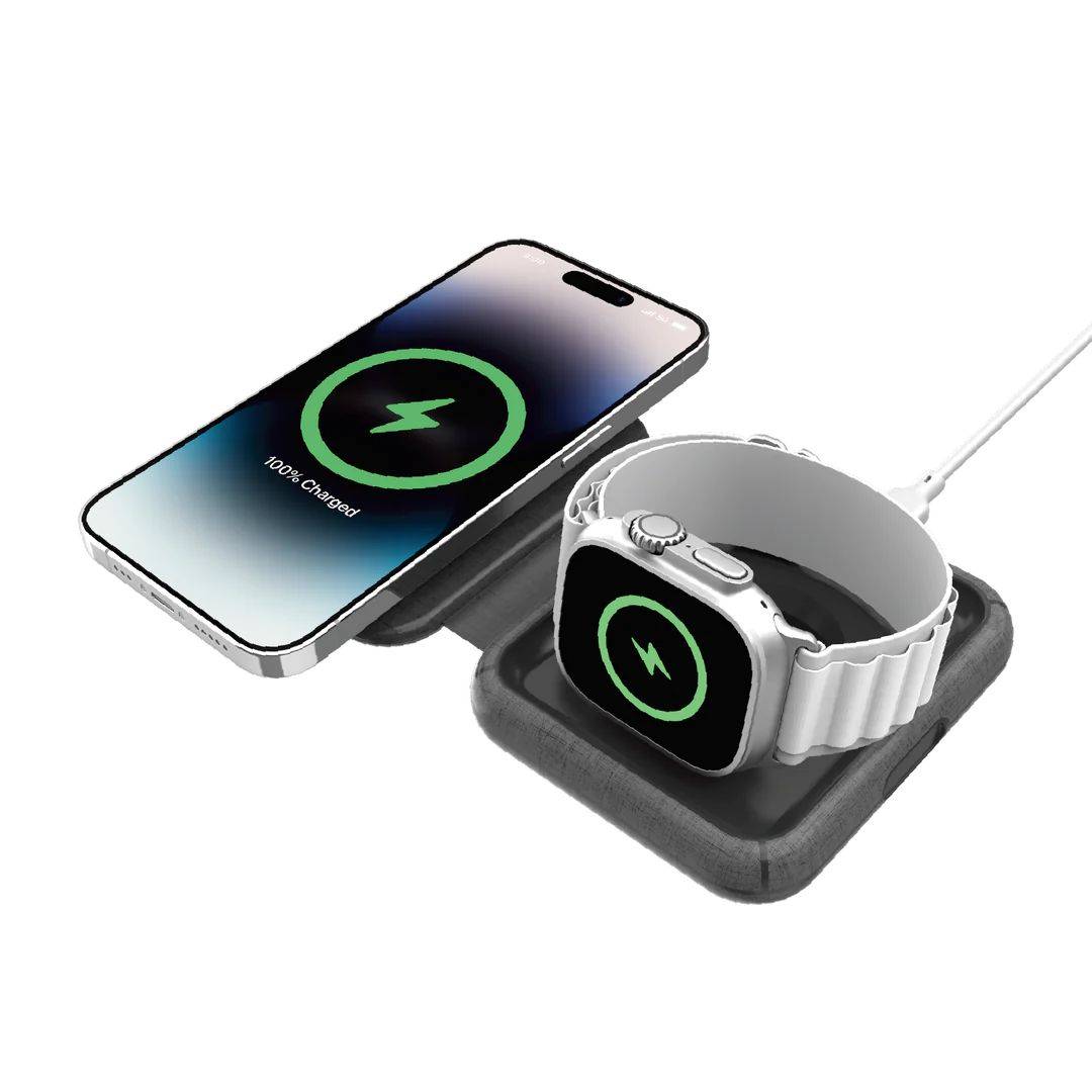 Momax Q.Mag Go 20W 2-in-1 Wireless Charger with MagSafe - شاحن لاسلكي موماكس كيو ماج جو 2 في 1 بقدرة 20 واط مع دعم MagSafe