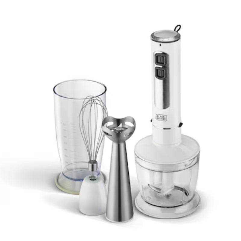 خلاط يدوي 4 في 1 من الفولاذ المقاوم للصدأ بقوة 400 وات من بلاك اند ديكر - Black+Decker 400W Stainless Steel 4 in 1 Hand Blender