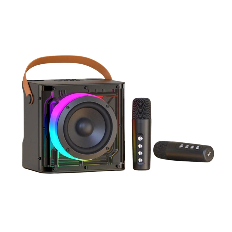 Havit SK822BT Family Karaoke Speaker Dual Wireless Mics – ميكروفون ومكبر صوت كاريوكي عائلي RGB من هافيت باللون الأسود