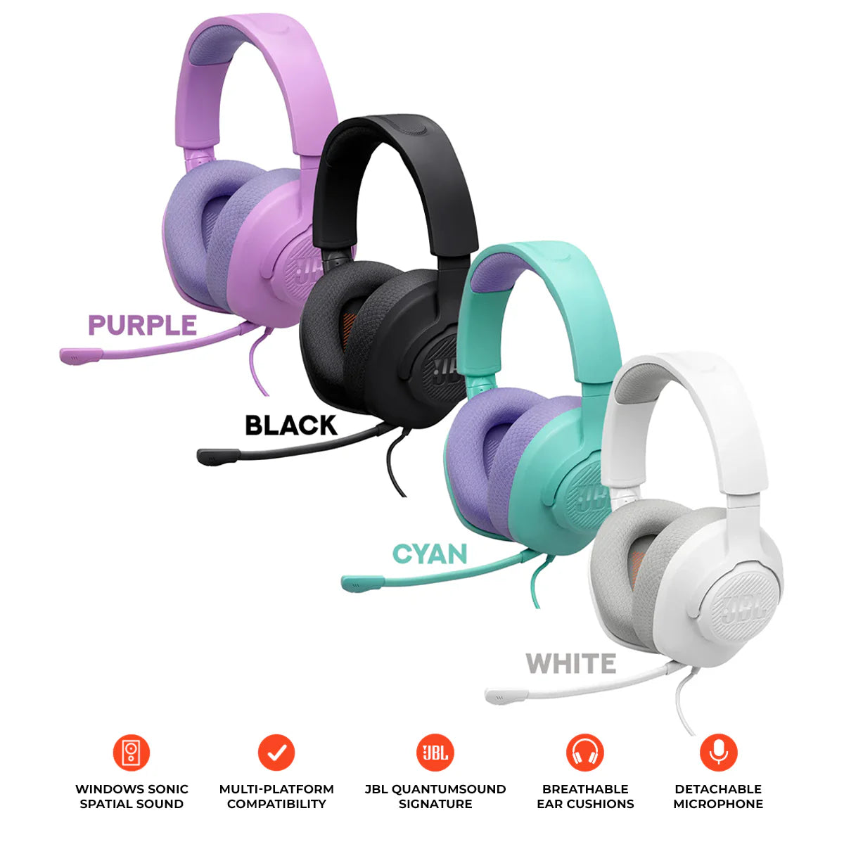 JBL Quantum 100M2 Wired Over-Ear Gaming Headset - سماعة الالعاب السلكية جي بي ال كوانتوم ام 2 فوق الاذن