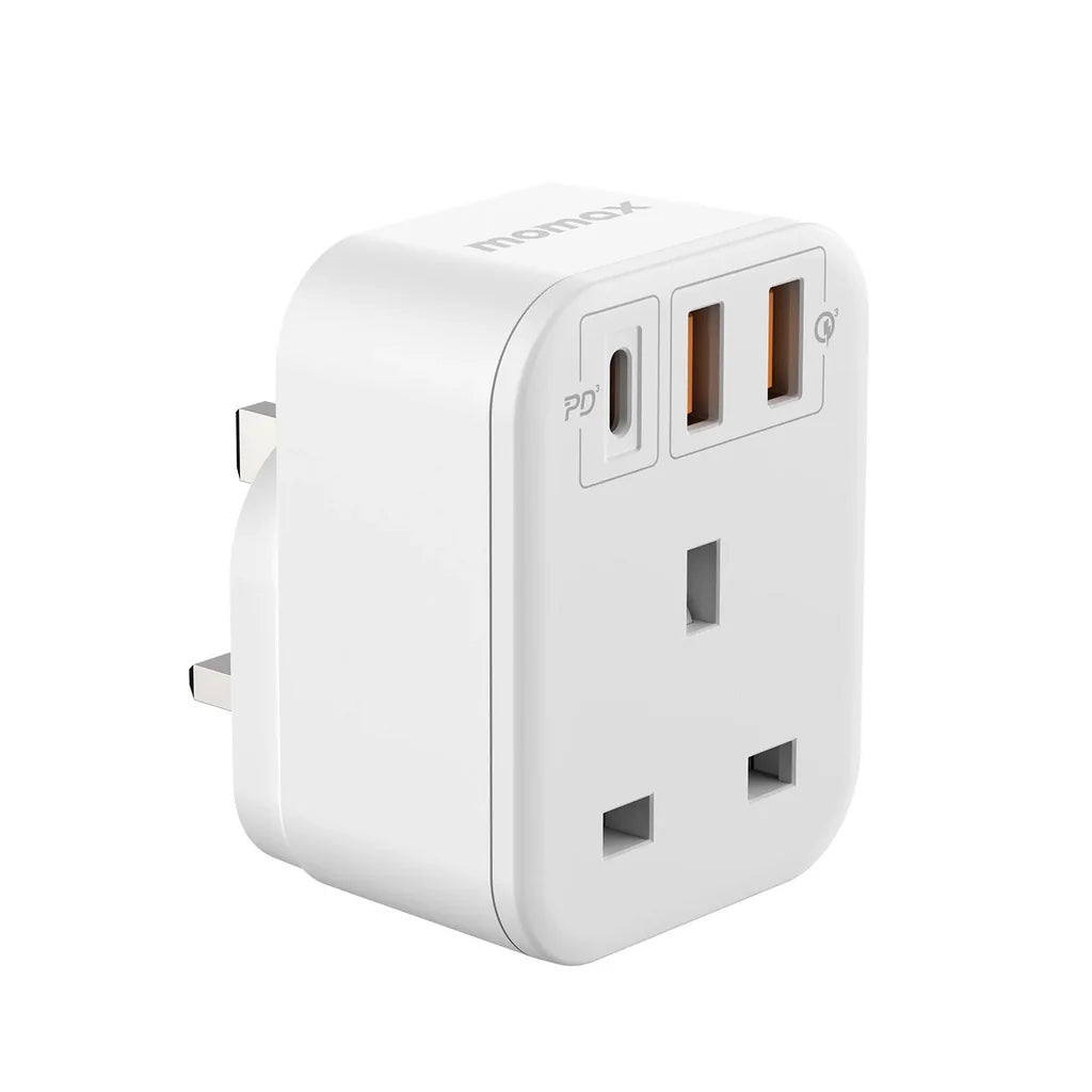 Momax ONEPLUG Extension Socket With USB Space - شاحن جداري بقوة 20 واط مع يو اس بي من موماكس