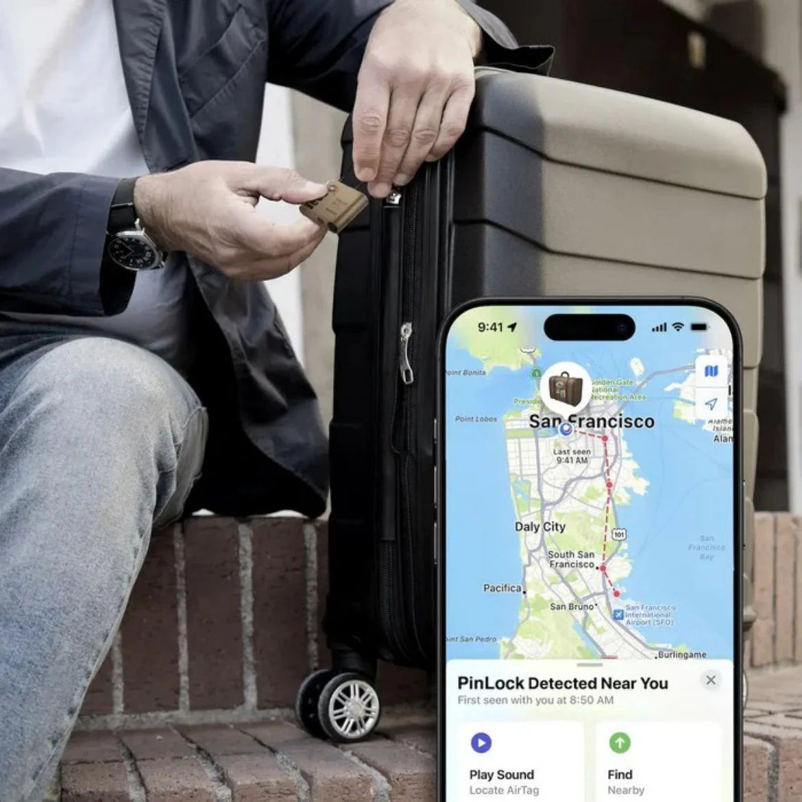 Momax PinLock TSA Padlock with Apple Find My Locator -  قفل موماكس بنلوك الذكي, متوافق مع ابل فايند ماي