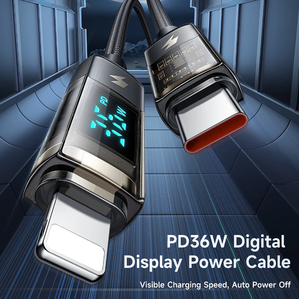 Mcdodo Auto Power Off 36W Charging Power Display Type-C to Lightning Cable 1.2m - كيبل بقدرة 36 واط من تايب سي الى لايتننغ من مكدودو