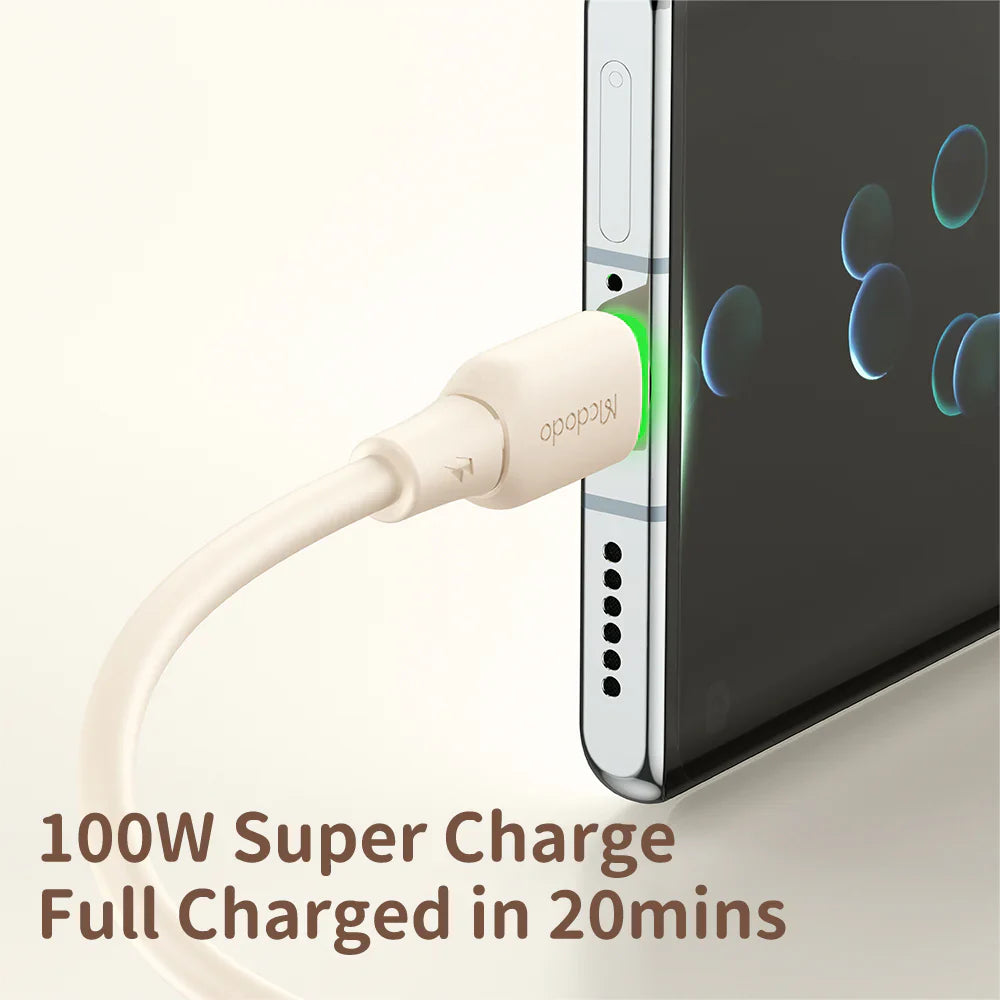 Mcdodo Silicone 6A USB C Data Cable with LED 1.2m - كابل بيانات من ماكدودو سيليكون تايب سي مع ليد بطول 1.2 متر
