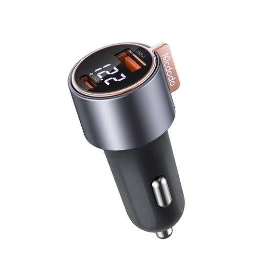Mcdodo 75W Digital Display Port Type-C &USB PD Fast Car Charger - شاحن سيارة سريع الشحن بمنفذ تايب سي ةمنفذ يو اس بي بقدرو 75واط من مكدودو
