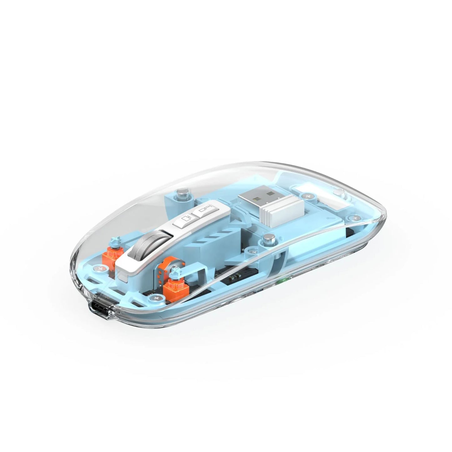 ماوس ويوو كريستال الشفاف المغناطيسي اللاسلكي, بلوتوث + 2.4G - ازرق | WiWU Crystal Transparent Magnetic Wireless Mouse – Bluetooth + 2.4G - Blue