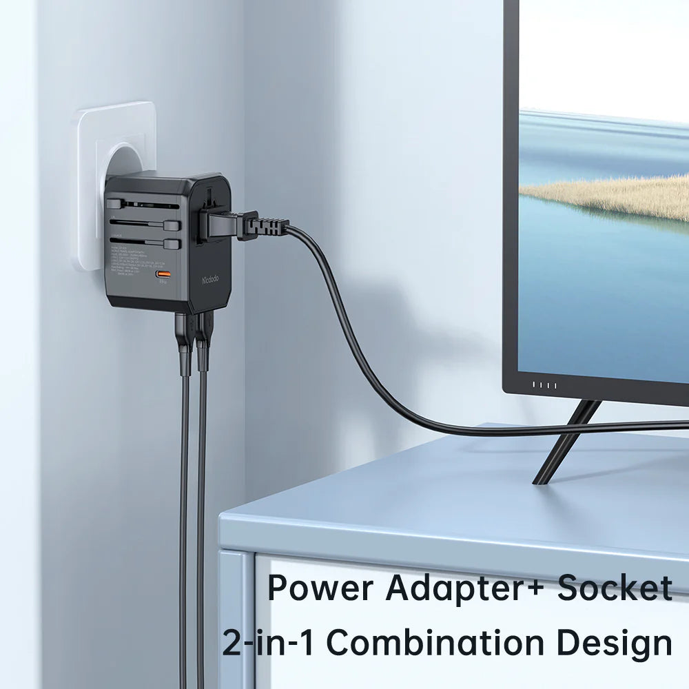 Mcdodo 33W PD Fast Charging Universal Travel Adapter - محول السفر العالمي مكدودو  33واط للشحن السريع