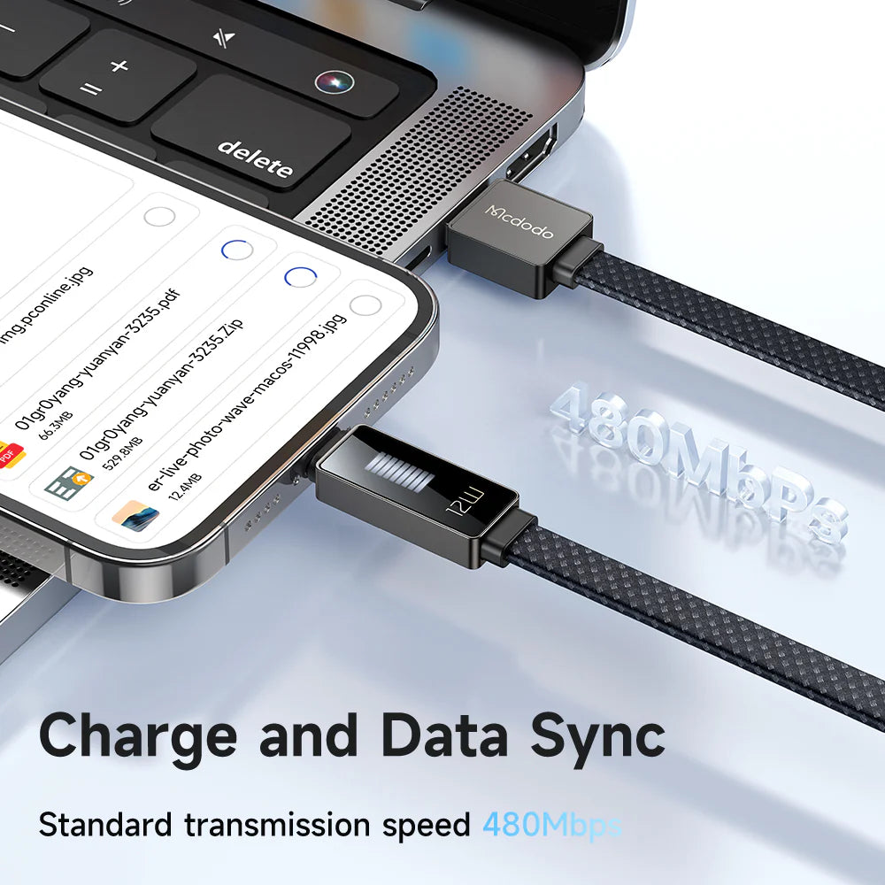 Mcdodo 3A Charging Speed Display Lightning USB Cable 1.2m - ماكدودو عرض سرعة الشحن كابل يو اس بي لايتنينج 1.2 متر