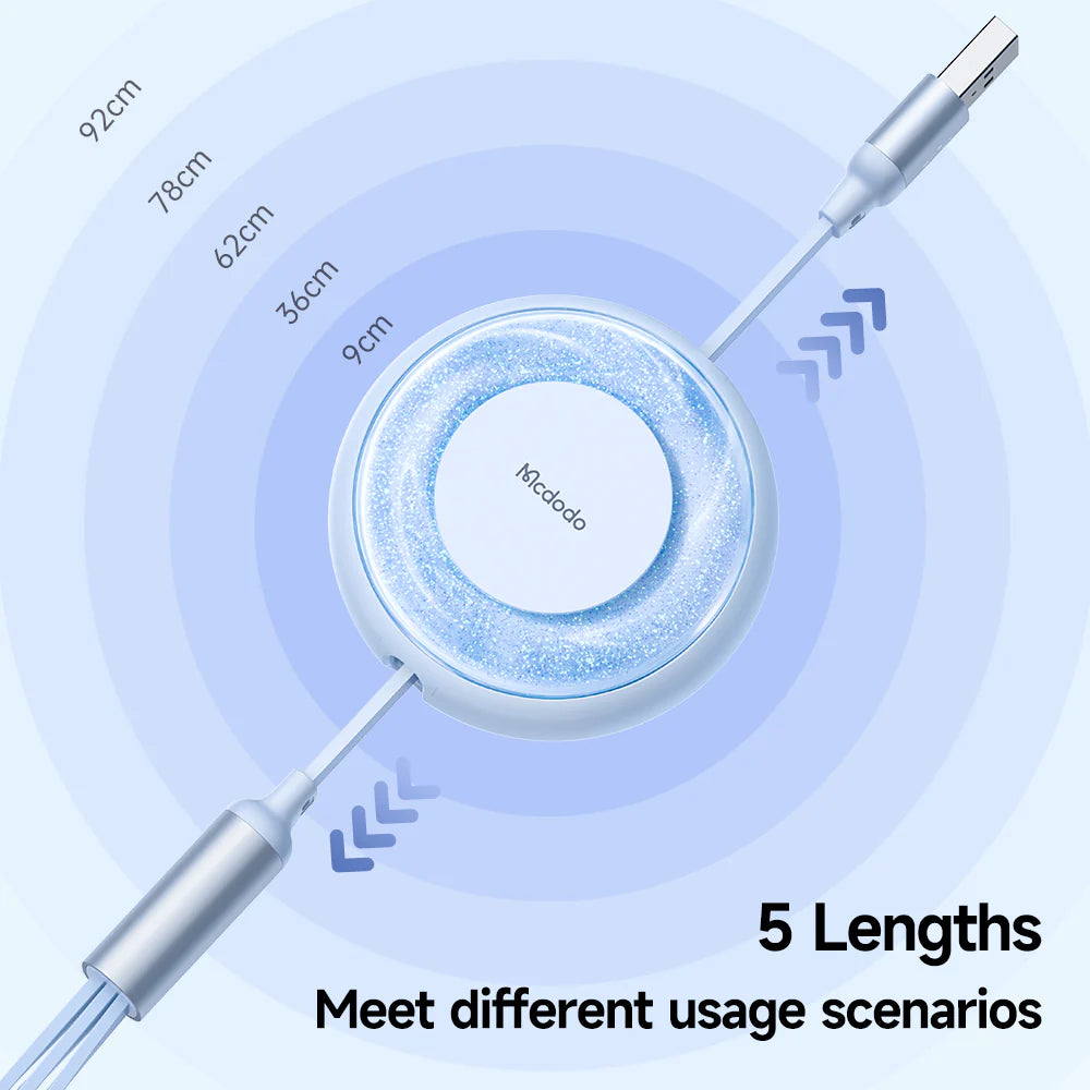 Mcdodo 3 in 1 Retractable Charging Cable 1.2m - مكدودو 3 في 1 كابل شحن قابل للسحب 1.2 متر