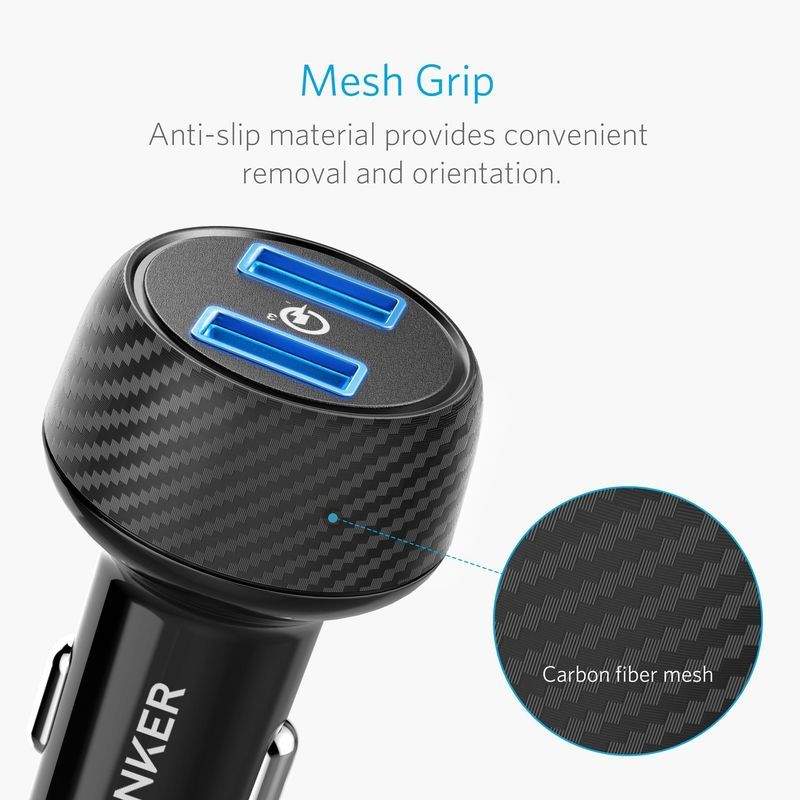 Anker Quick Charge 3.0 39W Dual USB Car Charger - شاحن سيارة أنكر سريع الشحن 3.0 39 وات بمنفذ يو اس بي مزدوج