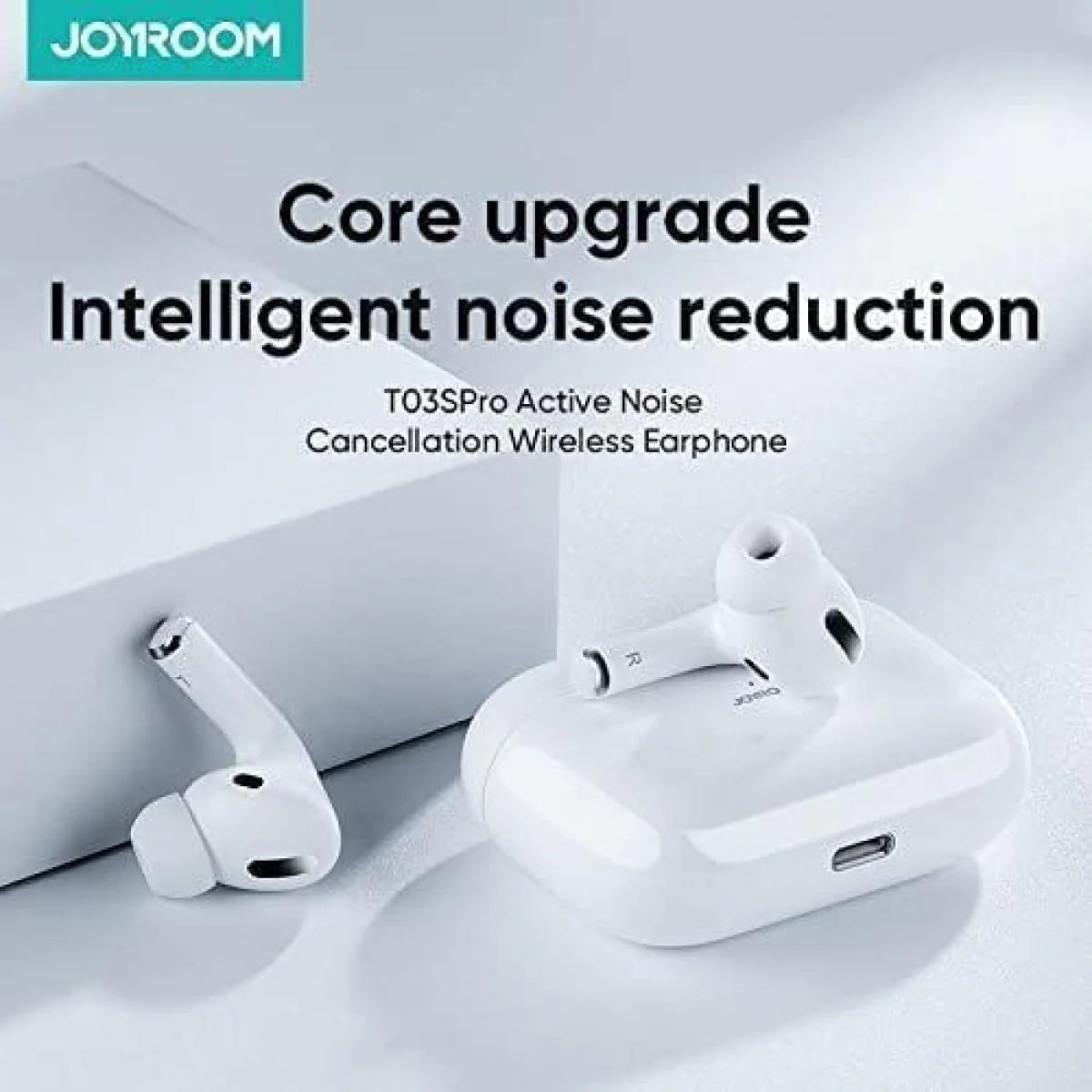 سماعات جويرووم T03S Pro Max اللاسلكية, تشغيل حتى 20 ساعة - ابيض | JOYROOM T03S Pro Max True Wireless Earbuds – Up to 20H Playtime – White