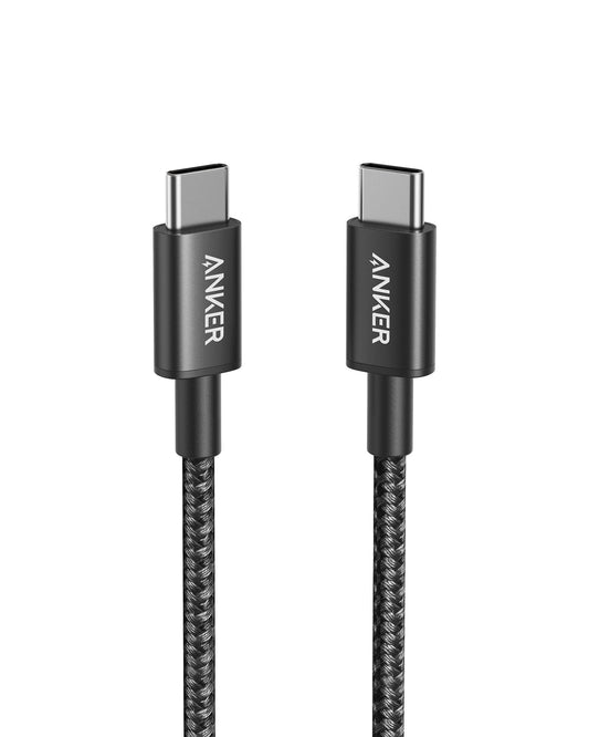 Anker Nylon Cable 322 USB-C to USB-C 3.3ft 60W - Black - كيبل نايلون تايب سي بطول 3.3 وبقوة 60واط من أنكر