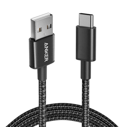 Anker USB-A to USB-C Nylon Braided Cable 1.8m – Black - كيبل نايلون بطول 1.8متر USB-A to USB-C