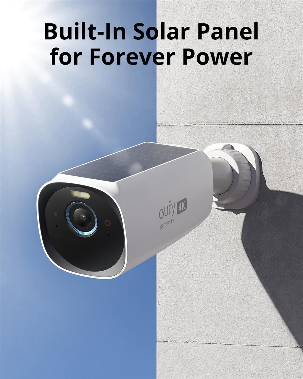 Eufy Cam by Anker 3 2-Cam Kit Outdoor Wireless 4K Camera with Integrated Solar Panel -  يوفي كاميرا لاسلكية خارجية كاميرا 4ك مع لوحة شمسية مدمجة من أنكر
