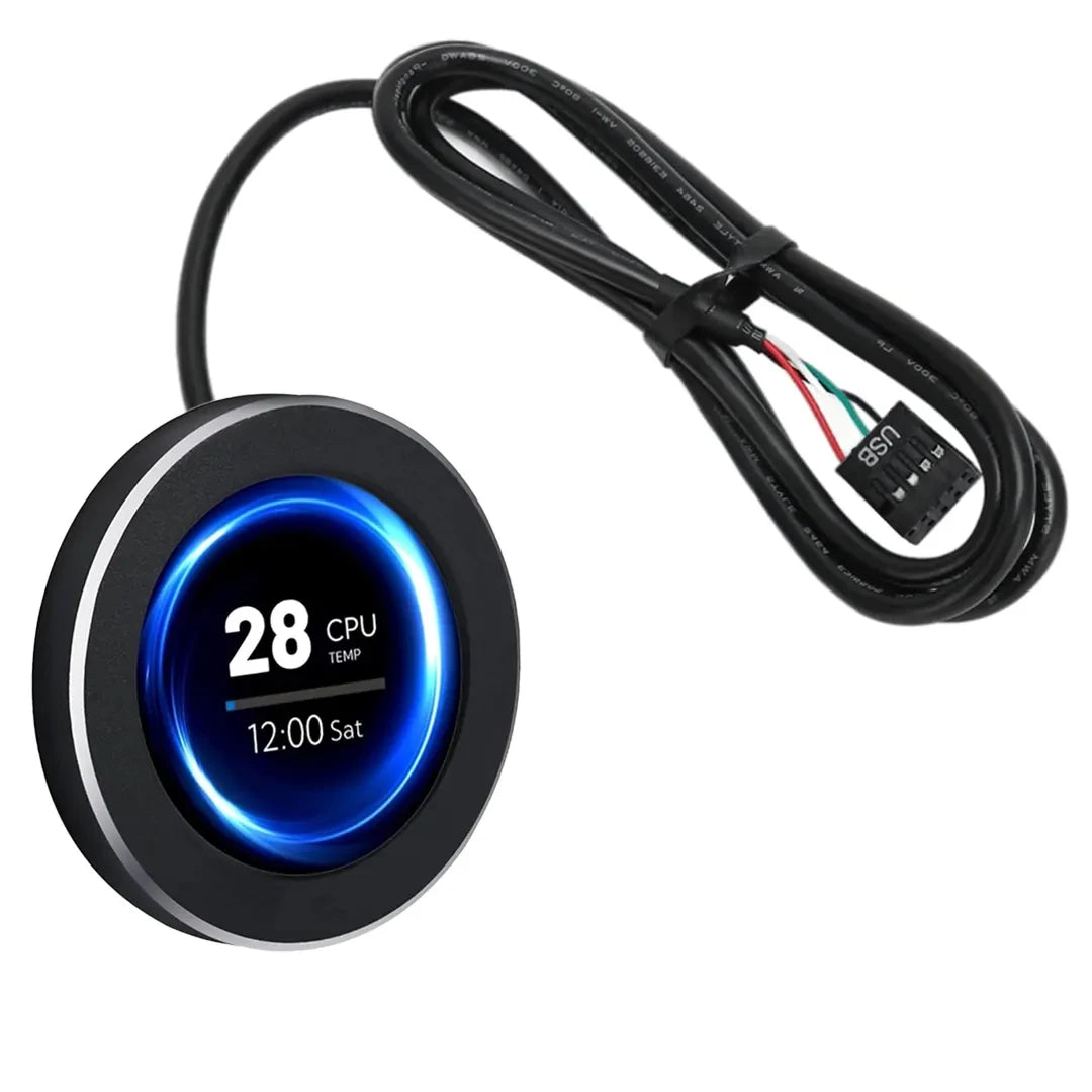 شاشة معلومات ذكية بحجم 2.1 بوصة مع لاصق 3M من بورودو جيمنج - اسود | Porodo Gaming 2.1" Dia Mini Smart Information Screen with 3M - Black