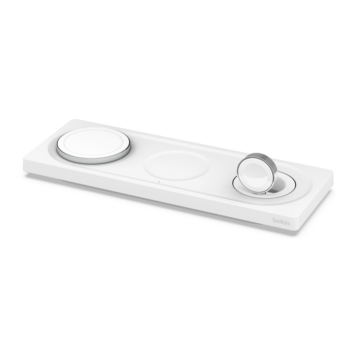 Belkin MagSafe Charger 3 in 1 Wireless Charging Station - شاحن لاسلكي 3 في 1 ماج سيف من بيلكن شحن سريع 15 واط للايفون وابل ووتش