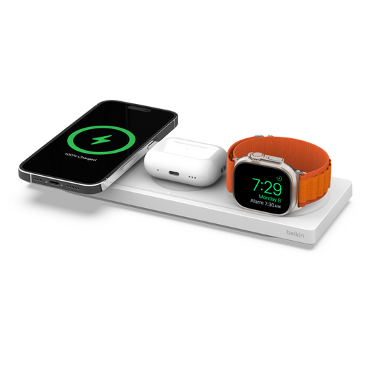 Belkin MagSafe Charger 3 in 1 Wireless Charging Station - شاحن لاسلكي 3 في 1 ماج سيف من بيلكن شحن سريع 15 واط للايفون وابل ووتش