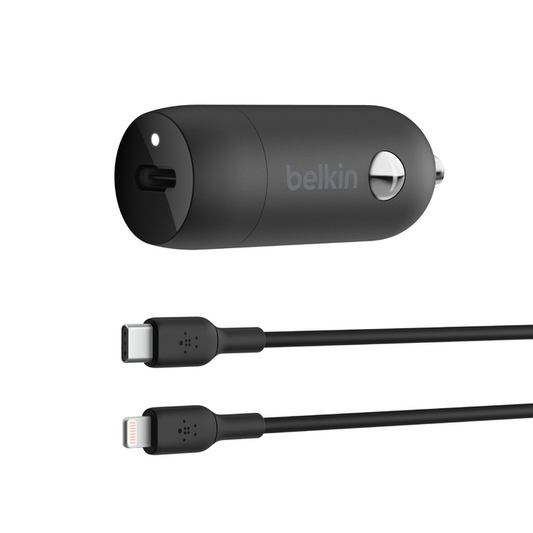 Bilken BoostCharge 30W USB-C Car Charger USB-C to Lightning cable - كابل شحن سيارة بقوة 30 واط يو اس بي سي مع كيبل يو اس بي سي الى لايتننج