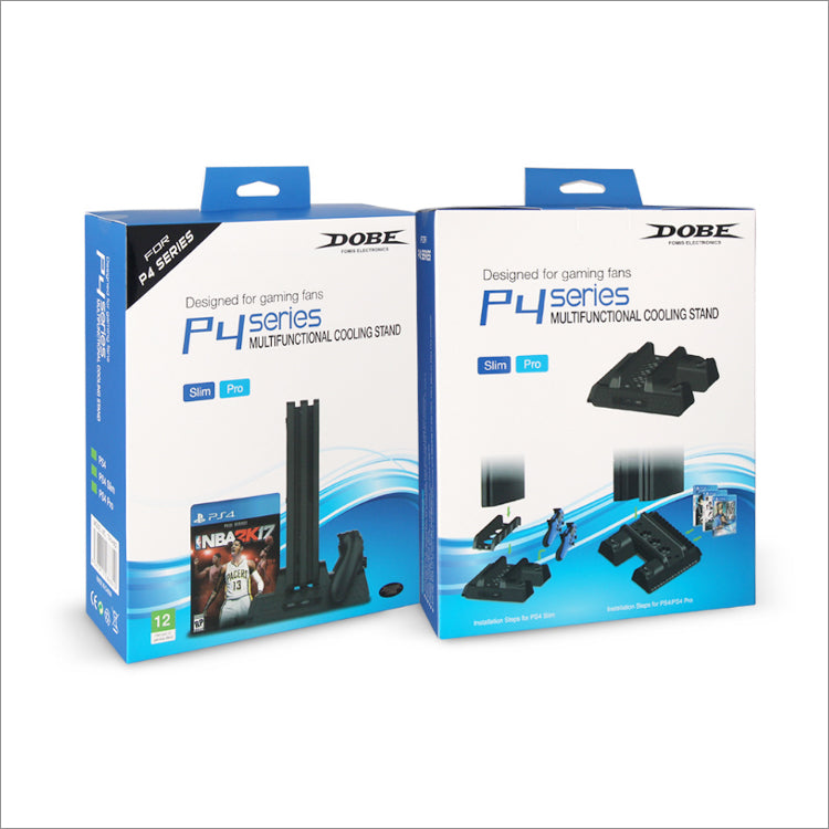 قاعدة شحن وتبريد Dobe لـ PS4 - Charging & Cooling Stand - Multi-functional Dual Controller - Black