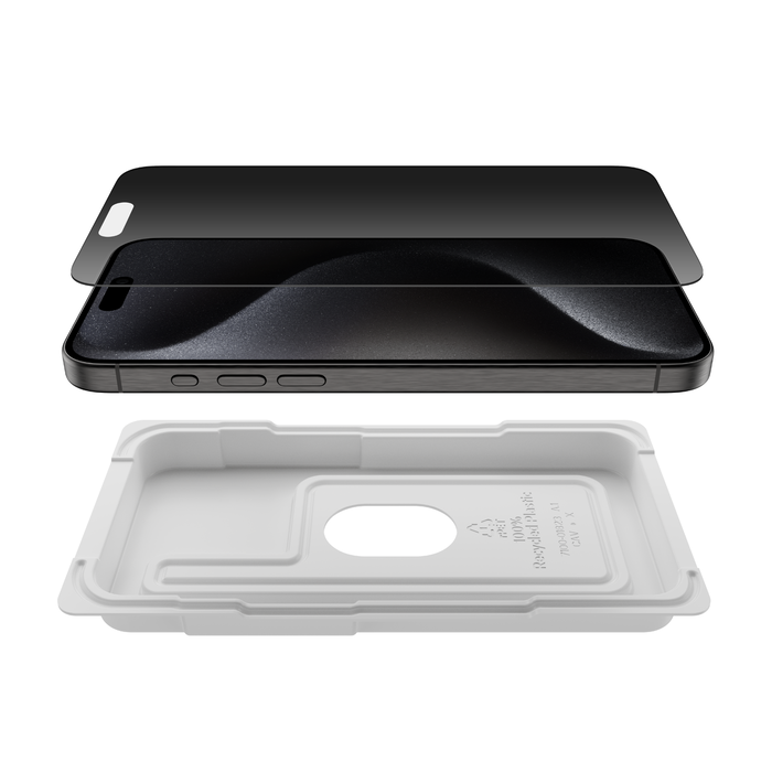 Belkin Tempered Glass Privacy Treated Screen Protector for iPhone 15 Pro Max - شاشة حماية من زجاج مقوى معالج للخصوصية لهاتف ايفون 15 برو ماكس