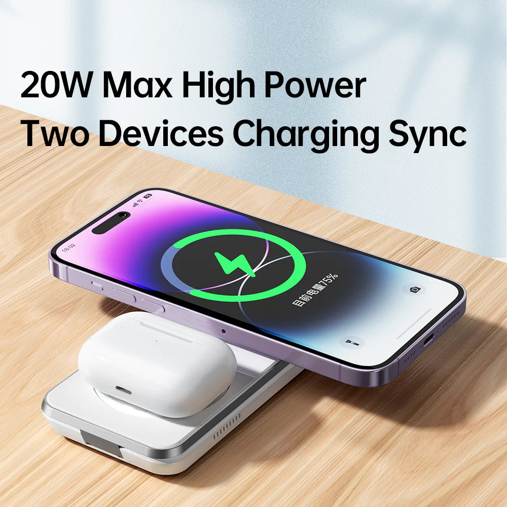 Mcdodo 3in1 Foldable Magnetic Wireless Charger and Stand - شاحن وحامل لاسلكي مغناطيسي قابل للطي 3 في 1 من ماكدودو
