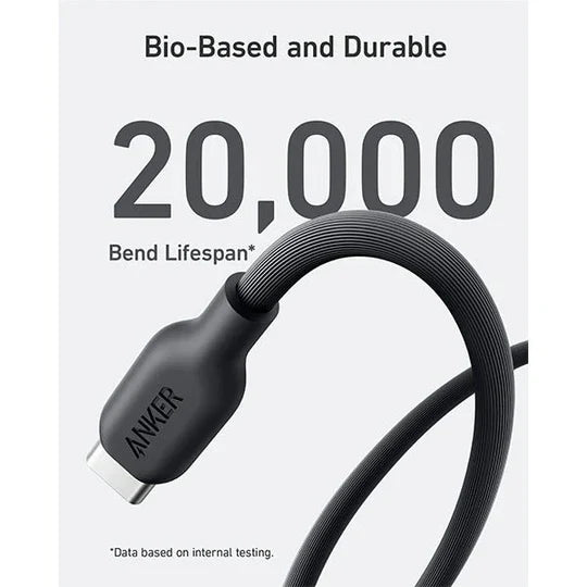 Anker 544 USB-C to USB-C Cable 140W (Bio-Based) (0.9m/3ft) - كيبل بقدرة 140 واط يو اس بي سي الى يو اس بي سي من أنكر