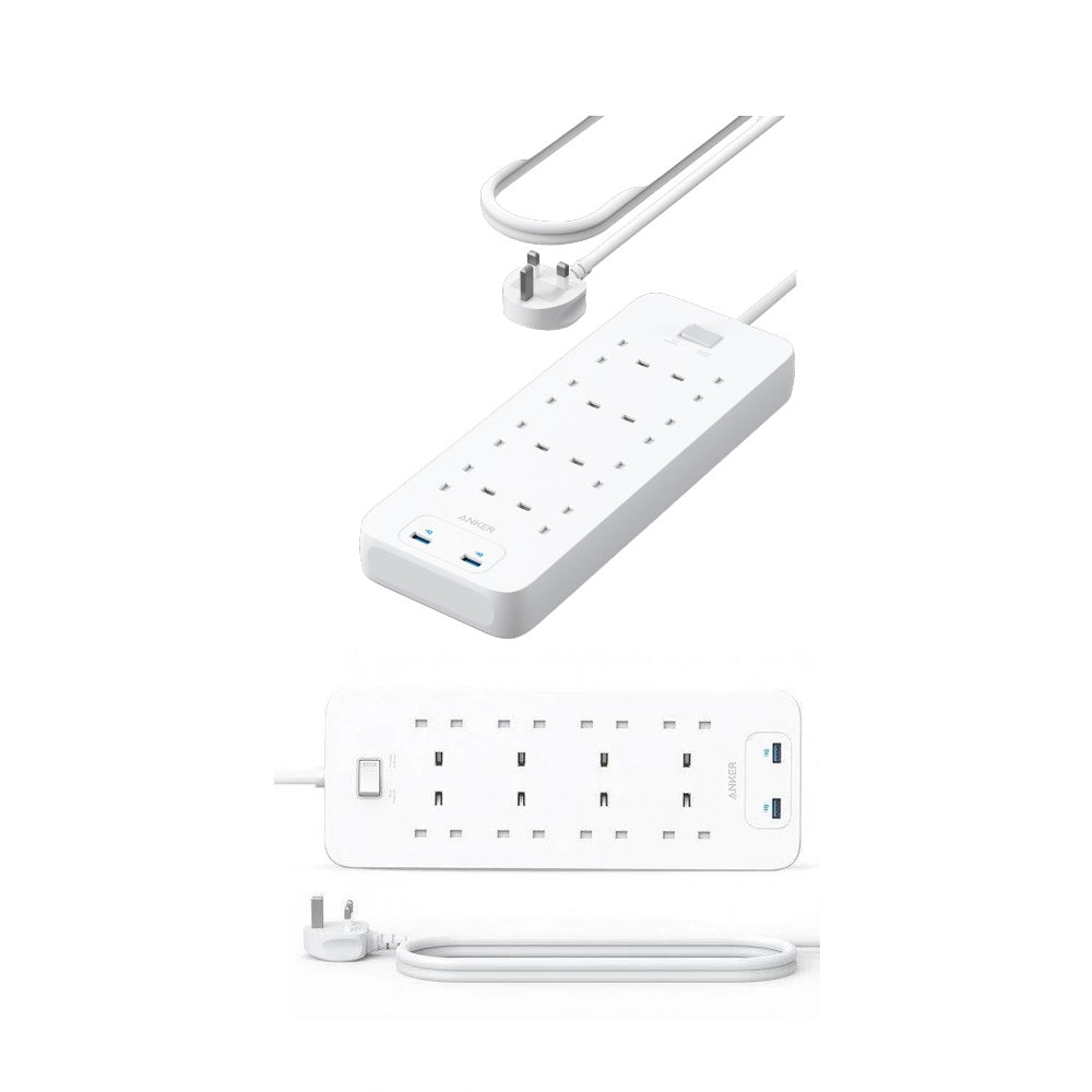 Anker Power Extension Strip 8‑Port + 2 USB-A ports | وصلة طاقة انكر, 8 منافذ طاقة AC ومنفذين USB-A
