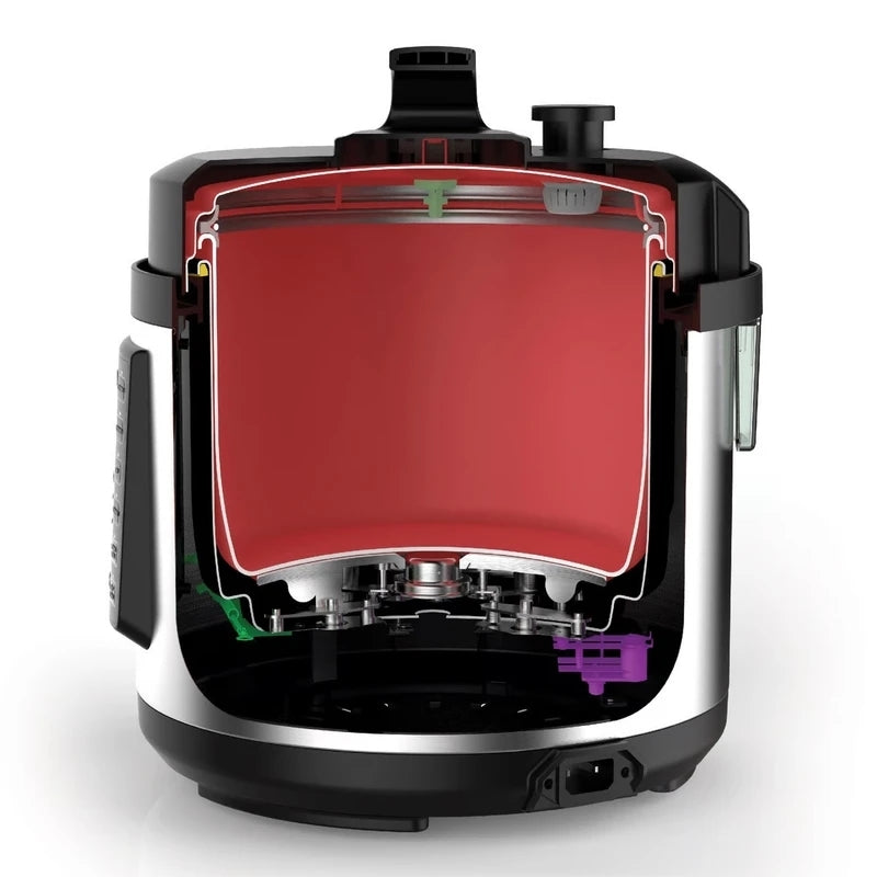 Black+Decker 1000W 6L 7 in 1 Electric Pressure Cooker, with 12 Smart Programs - قدر ضغط كهربائي بلاك أند ديكر 6 لتر 1000 وات 7 وظائف و12 برنامج ذكي